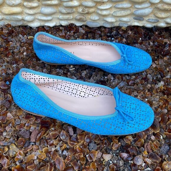 M Gemi Marine Blue Leather Suede Open Weave Ballet Flats. Size 39.5 (8.5) EUC! - Picture 4 of 10